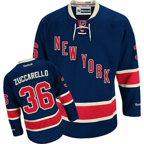 #36 Men's Mats Zuccarello Premier Third Jersey - Reebok NHL New York Rangers Navy Blue