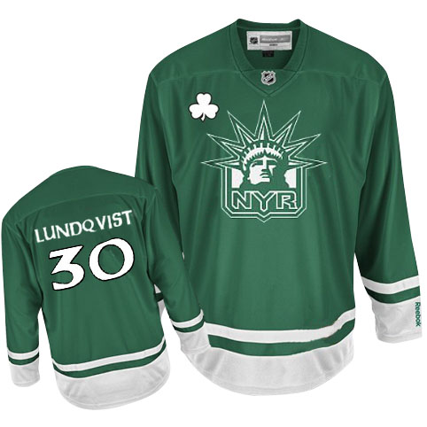 #30 Youth Henrik Lundqvist Premier Jersey - Reebok NHL New York Rangers Green St Patty's Day