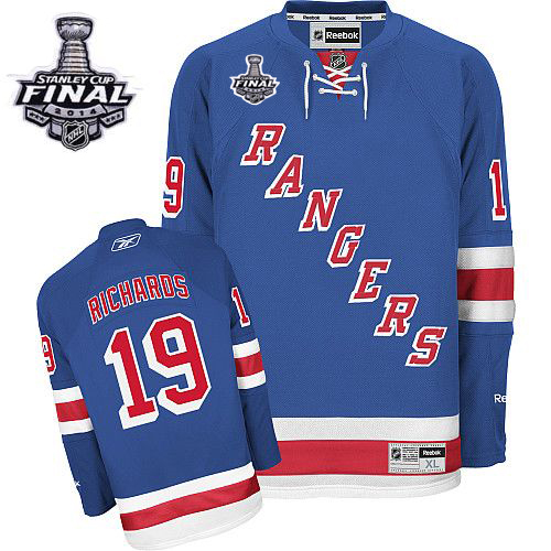 #19 Men's Brad Richards Authentic Home Jersey - Reebok NHL 2014 Stanley Cup New York Rangers Royal Blue