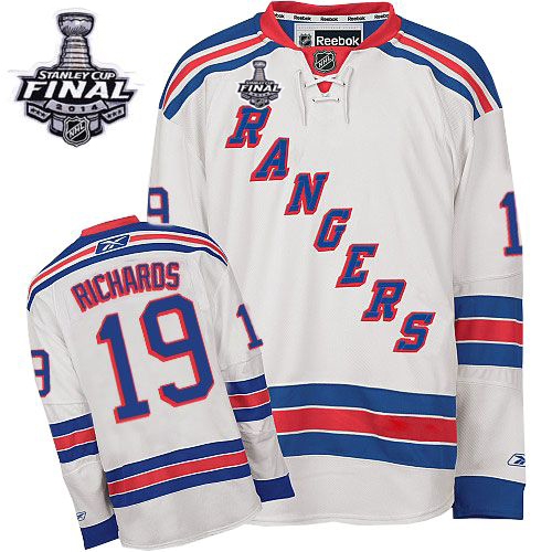 #19 Men's Brad Richards Authentic Away Jersey - Reebok NHL 2014 Stanley Cup New York Rangers White