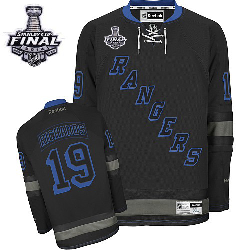 #19 Men's Brad Richards Authentic Jersey - Reebok NHL 2014 Stanley Cup New York Rangers Black Ice