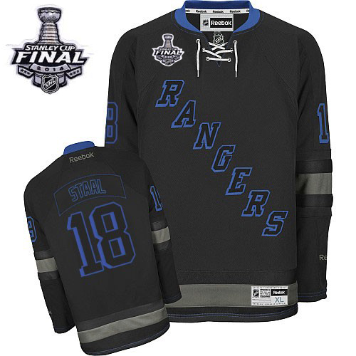 #18 Men's Marc Staal Authentic Jersey - Reebok NHL 2014 Stanley Cup New York Rangers Black Ice