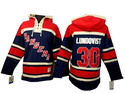 #30 Men's Henrik Lundqvist Premier Jersey - Old Time Hockey NHL New York Rangers Navy Blue Sawyer Hooded Sweatshirt