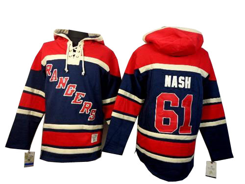 #61 Men's Rick Nash Premier Jersey - Old Time Hockey NHL New York Rangers Navy Blue Sawyer Hooded Sweatshirt