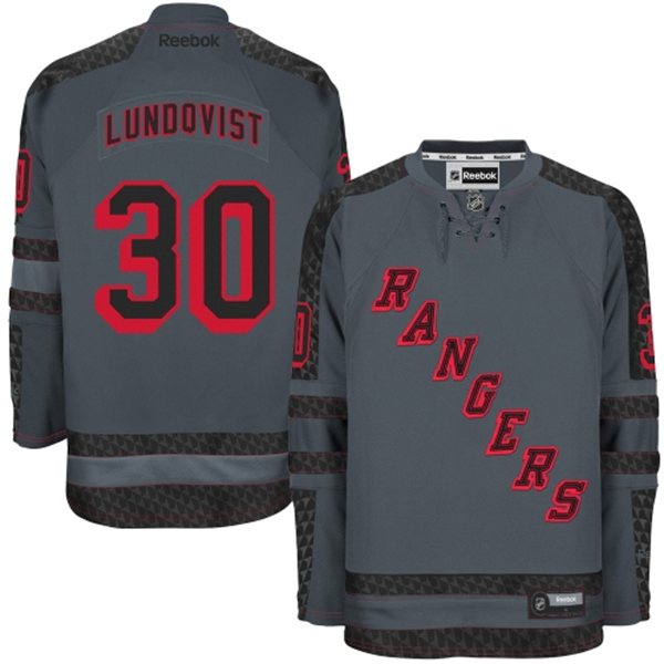 #30 Men's Henrik Lundqvist Authentic Jersey - Reebok NHL New York Rangers Charcoal Cross Check Fashion